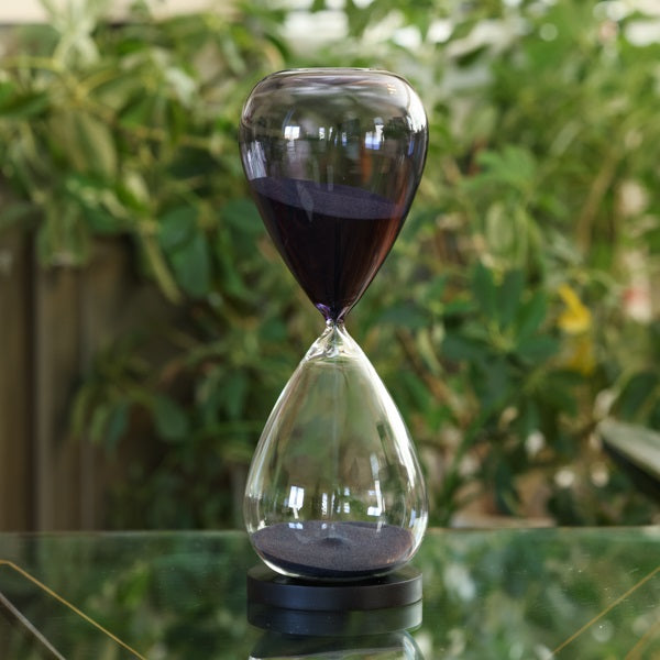 90 Minute Hand Blown Bicolor Sand Timer - Purple or Blue