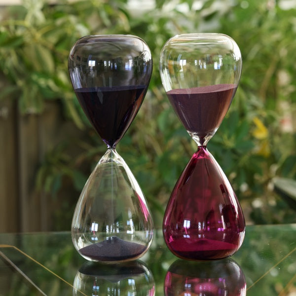 90 Minute Hand Blown Bicolor Sand Timer - Purple or Blue