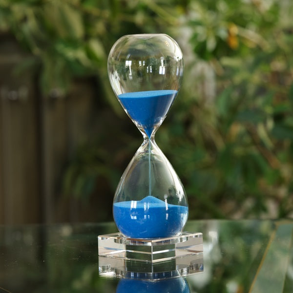 60 Minute Hand Blown Sand Timer on Crystal Base - 6 colors