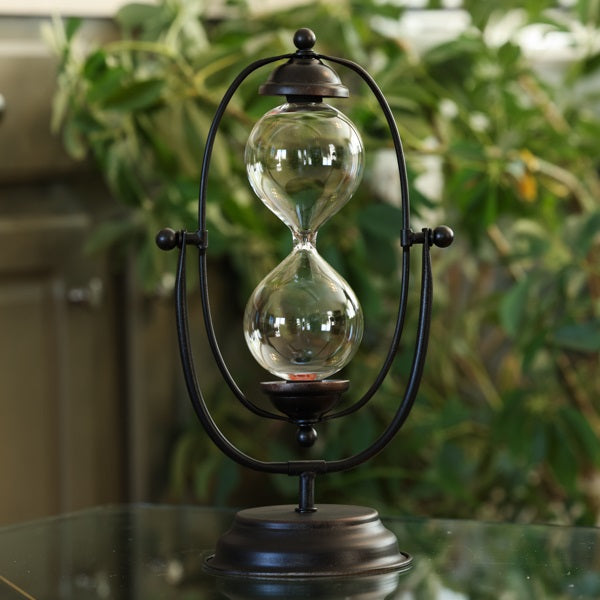 Rustic Metal Vintage Fillable Rotating Hourglass
