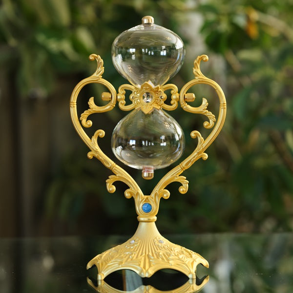 Gold Heart Vintage Rotating Hourglass Urn