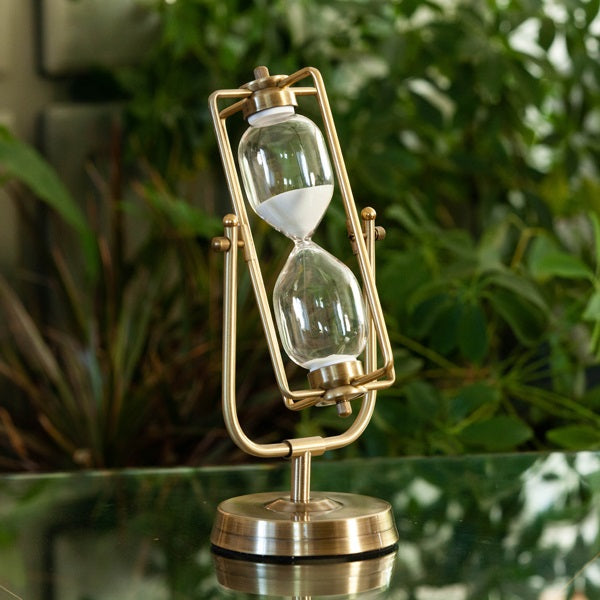 30 or 60 Minute Square Brass Flip-over Hourglass Timer Black or White