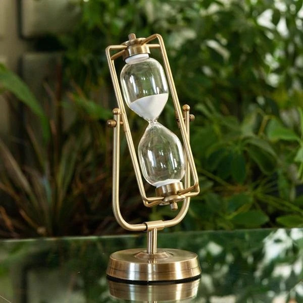20 Minute Square Brass Flip-over Hourglass Timer - Black or White Sand