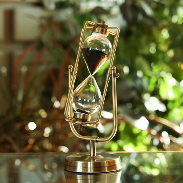 30 or 60 Minute Square Brass Flip-over Hourglass Timer Black or White