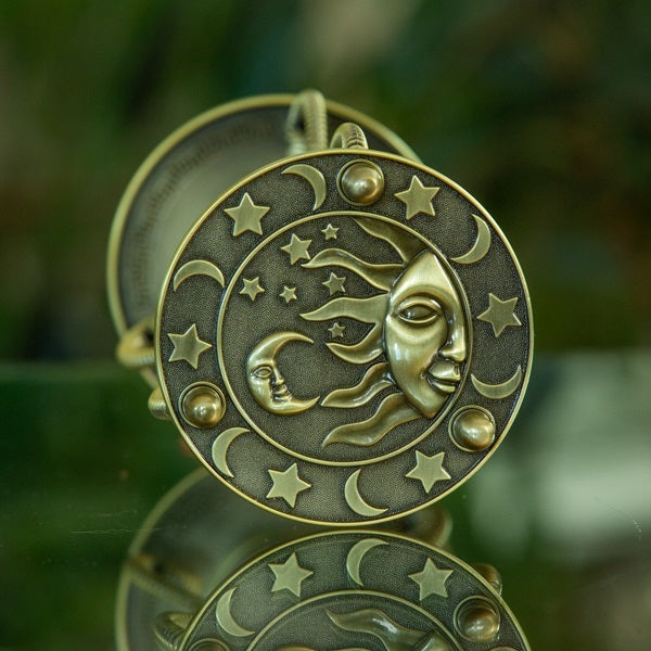 Sun and Moon Brass Hourglass Urn