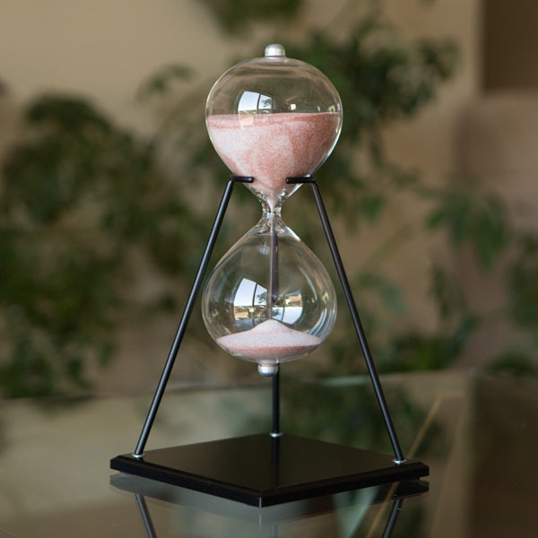 60 Minute Glass Timer on Stand Swirled Sand